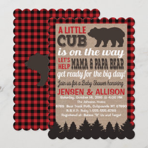 Invitación a Baby Shower de Buffalo Plaid Cub