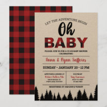 Invitación a Baby Shower de Buffalo Plaid - Oh Bab