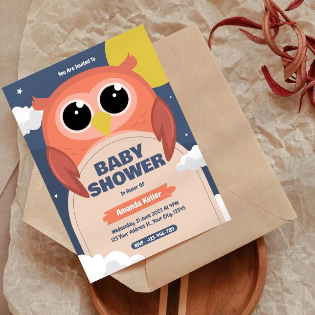 Invitación a Baby Shower de Búho Cute (Subido por el creador)