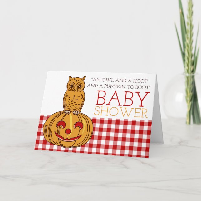 Invitación a Baby Shower de Búho de Calabaza y Gin (Anverso)
