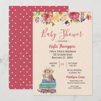 Invitación a Baby Shower de Búho Marrón Cute