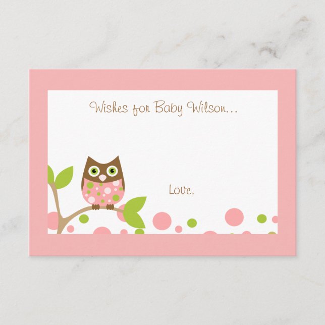 Invitación a Baby Shower de búho rosado (Anverso)