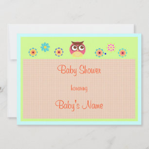 Invitación a Baby Shower de búho y flores