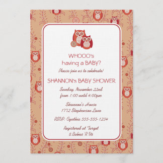 Invitación a Baby Shower de búhos retro