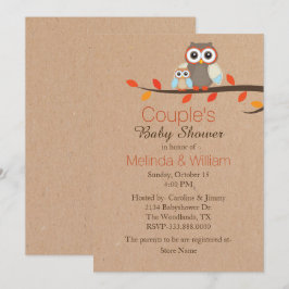 Invitación a Baby Shower de búhos rusos