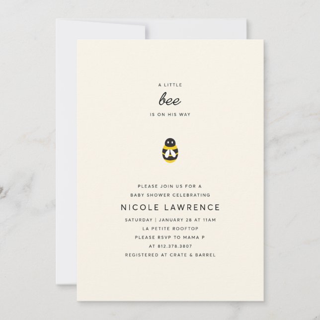 Invitación a Baby Shower de Bumblebee (Anverso)
