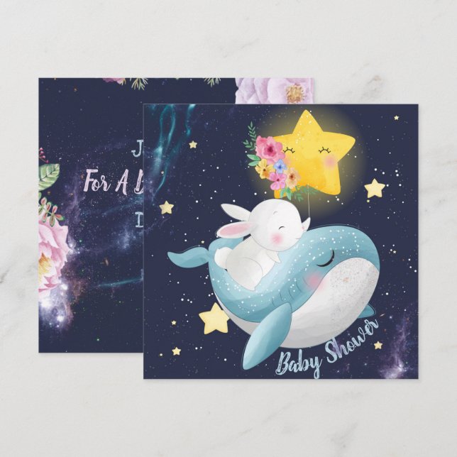 Invitación a Baby Shower de Bunny (Anverso / Reverso)