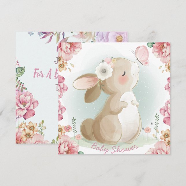 Invitación a Baby Shower de Bunny (Anverso / Reverso)