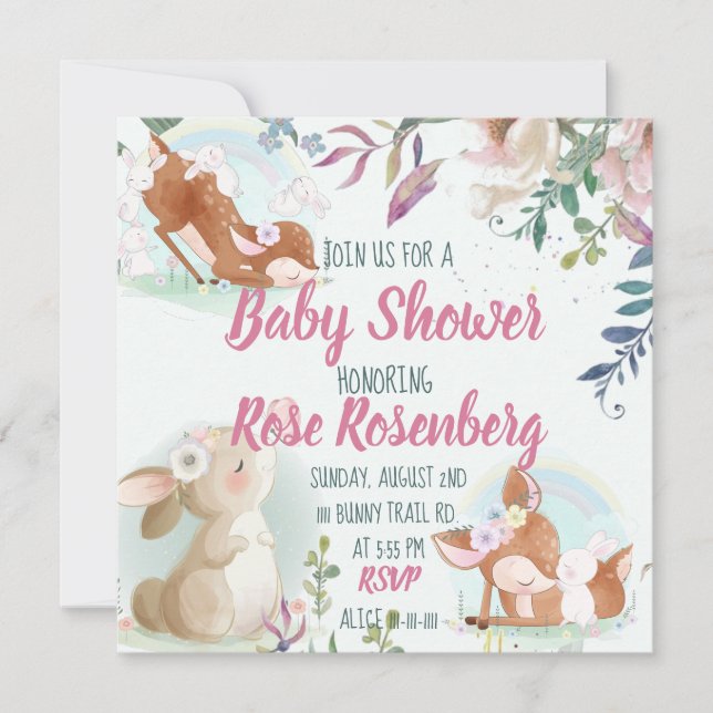 Invitación a Baby Shower de Bunny (Anverso)