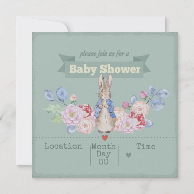 Invitación a Baby Shower de Bunny (Anverso)
