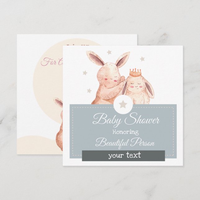 Invitación a Baby Shower de Bunny (Anverso / Reverso)