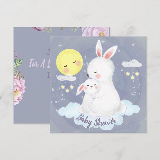 Invitación a Baby Shower de Bunny (Anverso / Reverso)