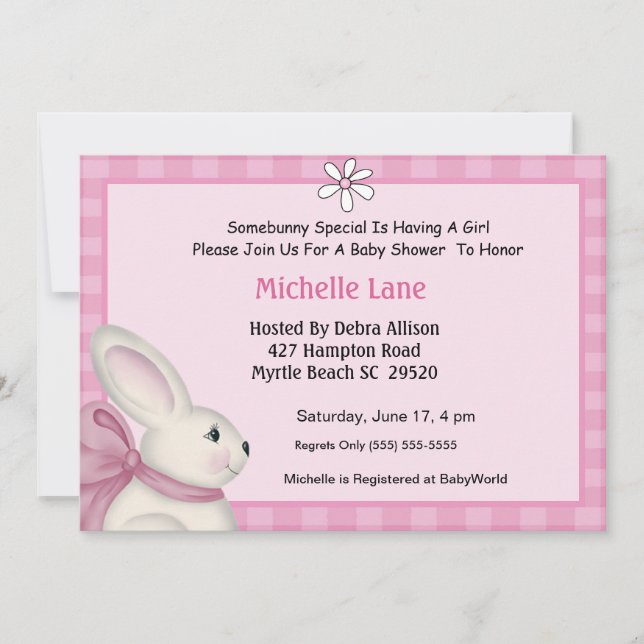 Invitación a Baby Shower de Bunny (Anverso)