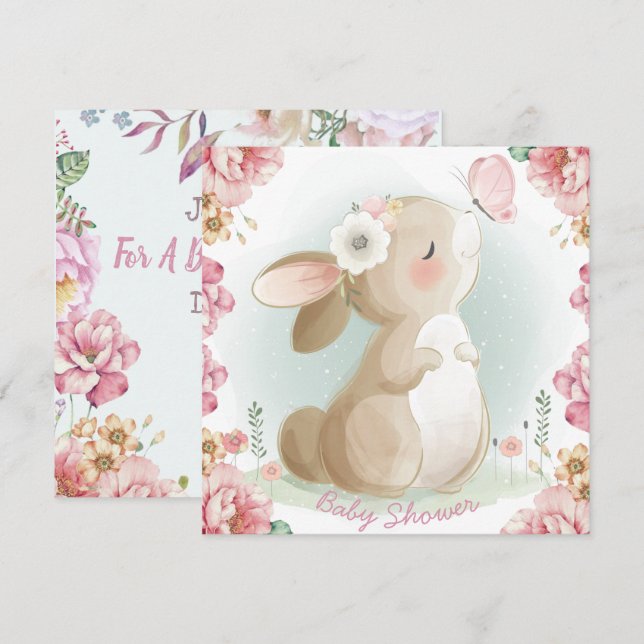 Invitación a Baby Shower de Bunny (Anverso / Reverso)