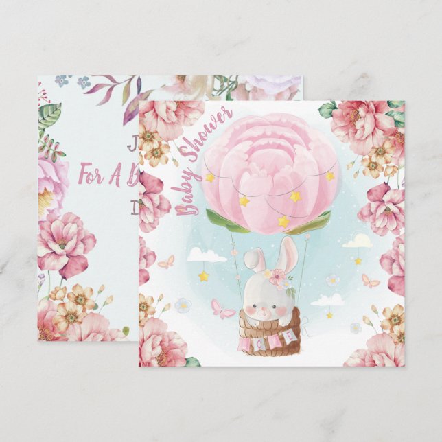 Invitación a Baby Shower de Bunny (Anverso / Reverso)