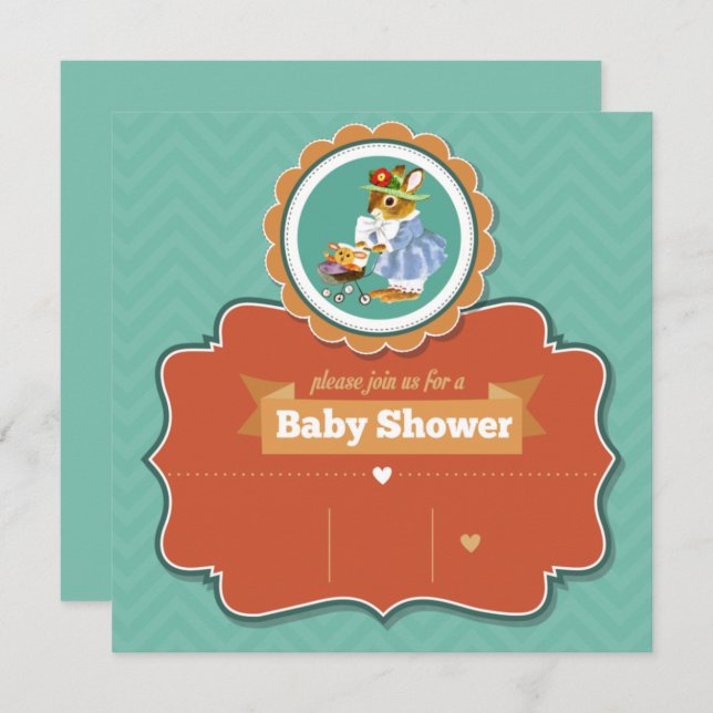 Invitación a Baby Shower de Bunny (Anverso / Reverso)