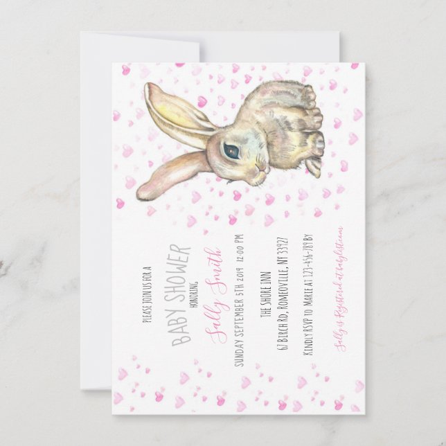 Invitación a Baby Shower de Bunny (Anverso)