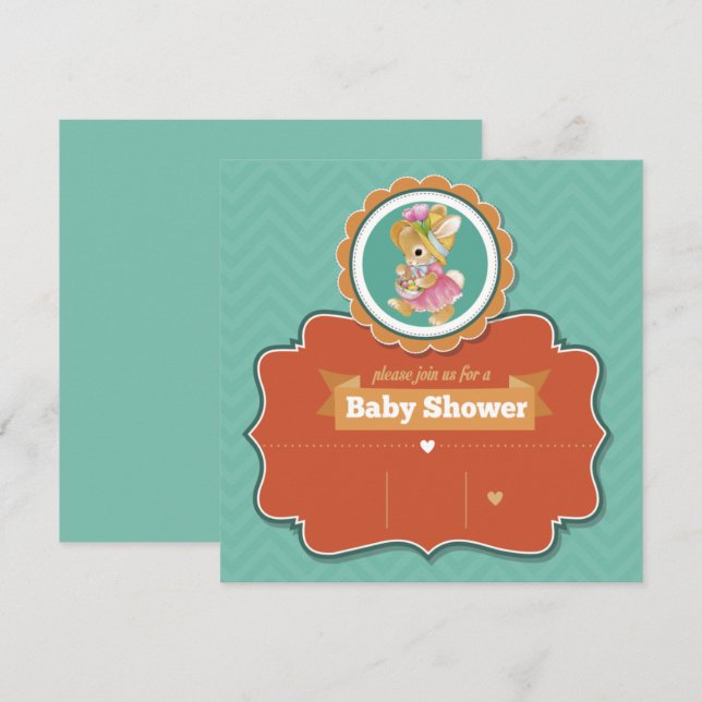 Invitación a Baby Shower de Bunny (Anverso / Reverso)