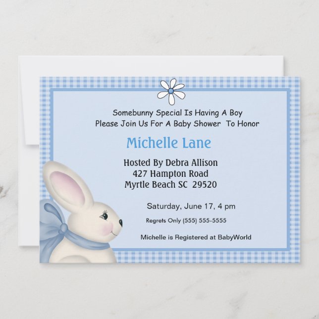 Invitación a Baby Shower de Bunny (Anverso)