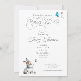 Invitación a Baby Shower de Bunny and Butterflies
