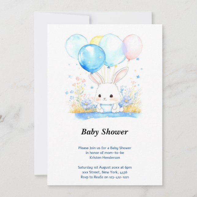 Invitación a Baby Shower de Bunny Bunny Woodland W (Anverso)