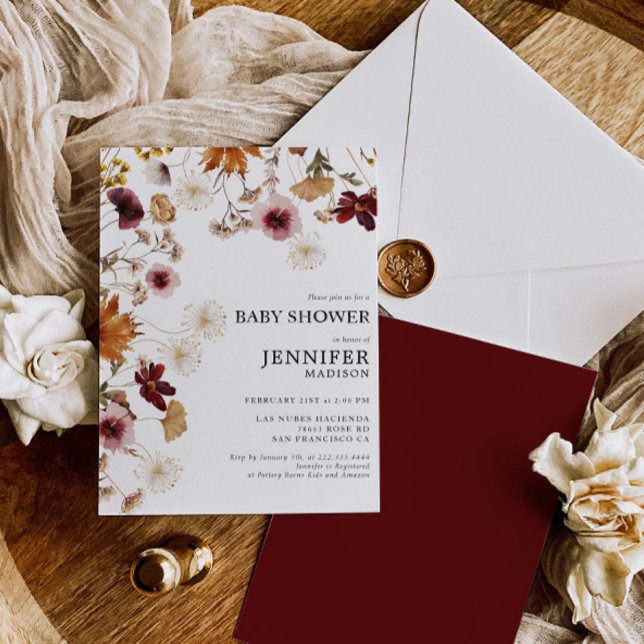 Invitación a Baby Shower de Burgundy Boho Fall (Subido por el creador)