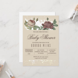 Invitación a Baby Shower de Burgundy Rubor Floral