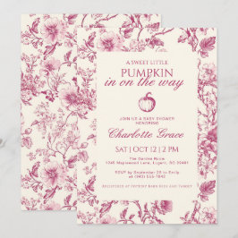 Invitación a Baby Shower de Burgundy Toile de Jouy