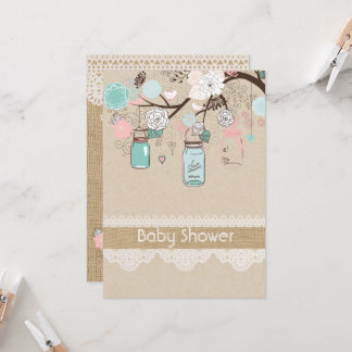 Invitación a Baby Shower de Burlap Rustic Lace Mas