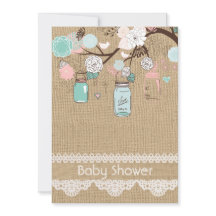 Invitación a Baby Shower de Burlap Rustic Lace Mas