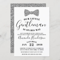 Invitación a Baby Shower de caballeros, plata fals