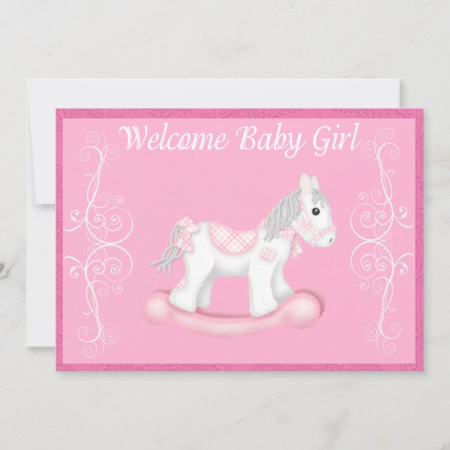 Invitación a Baby Shower de caballo de roca (Chica (Anverso)