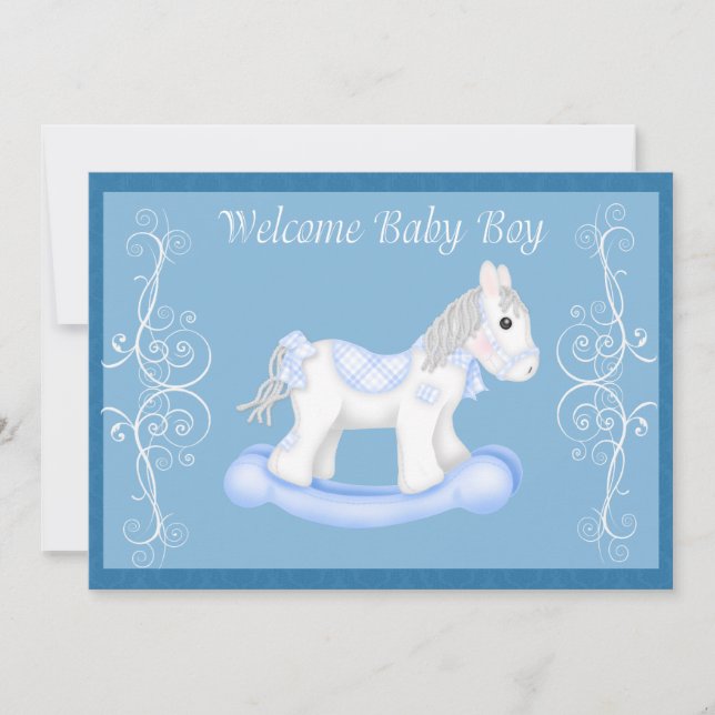 Invitación a Baby Shower de caballo de roca (niño) (Anverso)