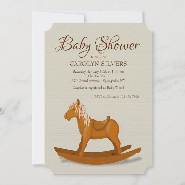Invitación a Baby Shower de caballo sacudido (Anverso)
