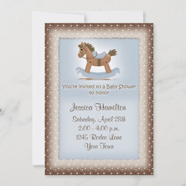 Invitación a Baby Shower de caballo sacudido (Anverso)