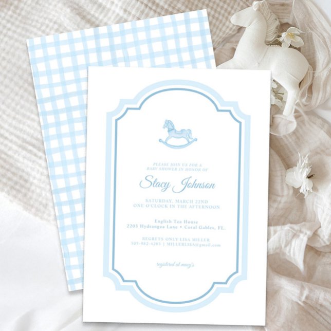 Invitación a Baby Shower de caballos de Rockefas A (Classic Baby Shower Invite)
