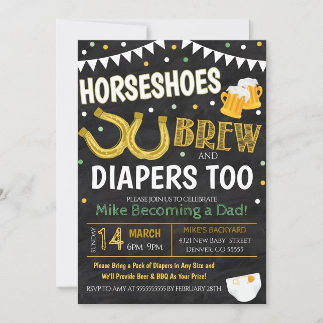 Invitación a Baby Shower de caballos y Cervezas (Anverso)