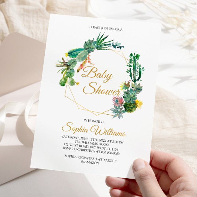 Invitación a Baby Shower de Cacti y Flowers (Subido por el creador)