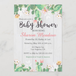 Invitación a Baby Shower de Cactus de Floral Dulce