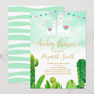 Invitación a Baby Shower de Cactus Llama