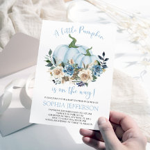 Invitación a Baby Shower de calabaza azul