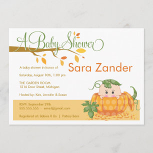 Invitación a Baby Shower de calabaza otoñal