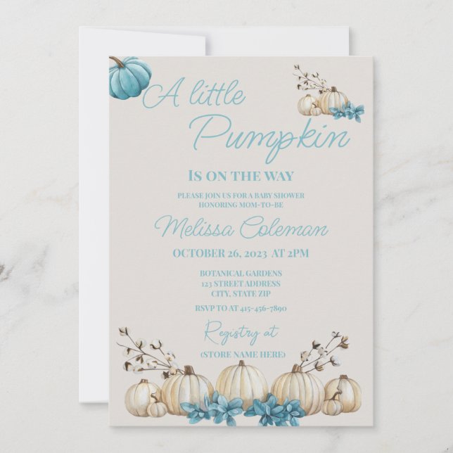 Invitación a Baby Shower de calabaza pequeña (Anverso)