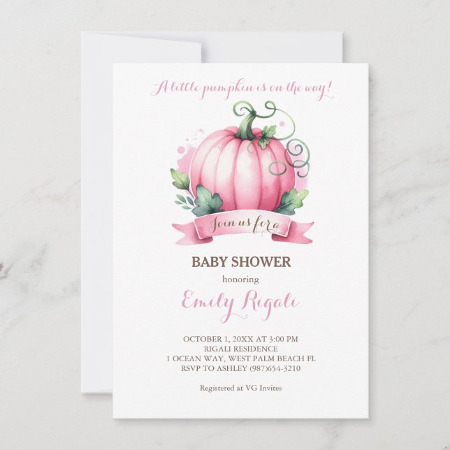 Invitación a Baby Shower de calabaza pequeña - Chi (Anverso)