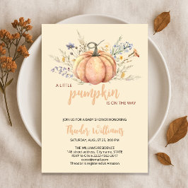 Invitación a Baby Shower de calabaza pequeña | Tem