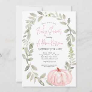 Invitación a Baby Shower de calabaza rosa