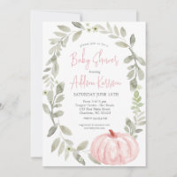 Invitación a Baby Shower de calabaza rosa