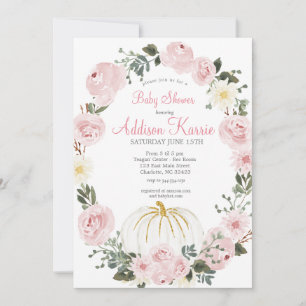 Invitación a Baby Shower de calabaza rosa