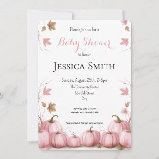Invitación a Baby Shower de calabaza rosa