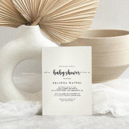 Invitación a Baby Shower de caligrafía minimalista